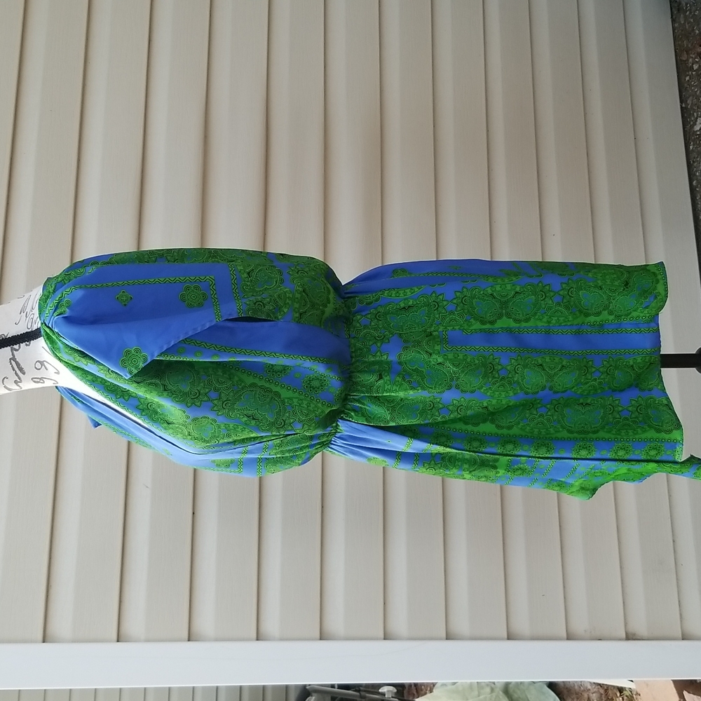 Size S. SUGARLIPS BLUE/GREEN DRESS - Picture 5 of 11